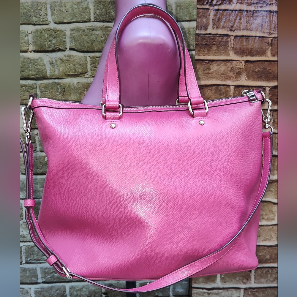 Coach cross Grain pink Leather Pleated Tote Shoulder bag - Picture 3 of 11